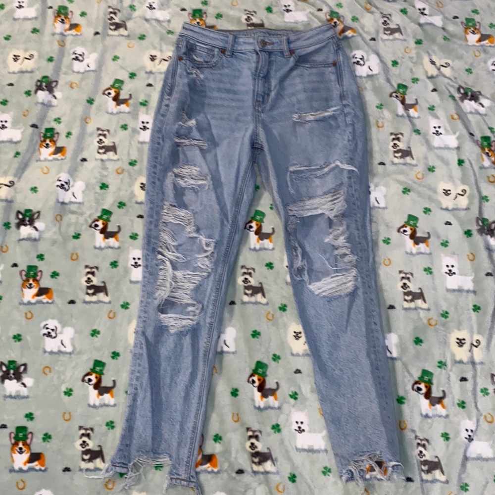 American Eagle high rise distressed mom jeans